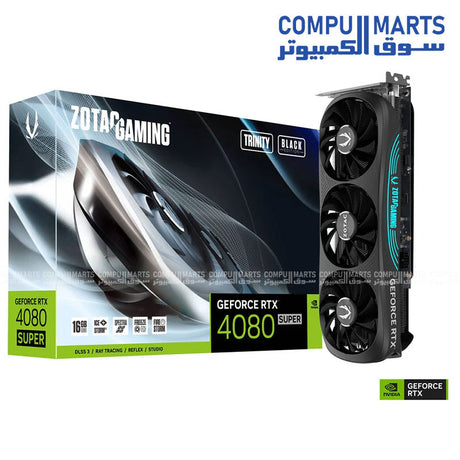 ZOTAC GeForce RTX 4080 SUPER Trinity Black Edition 16GB GDDR6X graphics card with 10240 CUDA cores available in Egypt