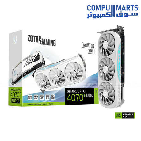 ZOTAC GAMING GeForce RTX 4070 Ti SUPER Trinity White OC 16GB graphics card with 8448 CUDA Cores and PCIe 4.0 available in Egypt