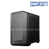 Mid tower chassis with USB 20Gbps Type-C, multiple storage mounting options, panoramic display, and Compumarts online availability