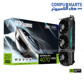 ZOTAC Gaming GeForce RTX 4070 Ti Super Trinity Black Edition DLSS 3 16GB GDDR6X 256-bit 21 Gbps PCIe 4.0 gaming graphics card available in Egypt