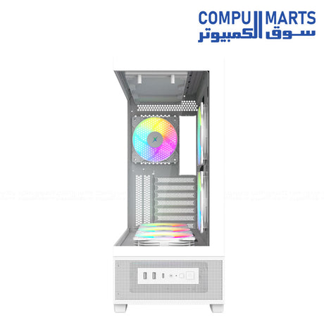 Featuring 120mm x 9 fan support, 400 mm VGA length limitation and 170 mm PSU length limitation in a white PC case configuration