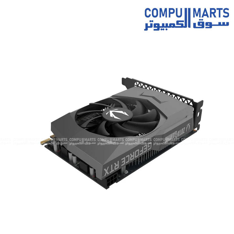 ZOTAC graphics card equipped with PCI Express 4.0 8x interface, 6-Pin power connector and HDMI with DisplayPort outputs for graphics card buyers in Egypt