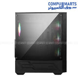 MSI mid-tower gaming chassis with seven expansion slots, support for CPU coolers up to 160mm, ATX power supplies up to 200mm, magnetic top dust filter, and Mystic Light Sync compatibility from Compumarts.