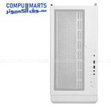Mid-tower computer case with four pre-installed 120mm ARGB fans, vertical GPU bracket, and radiator support available from Compumarts.