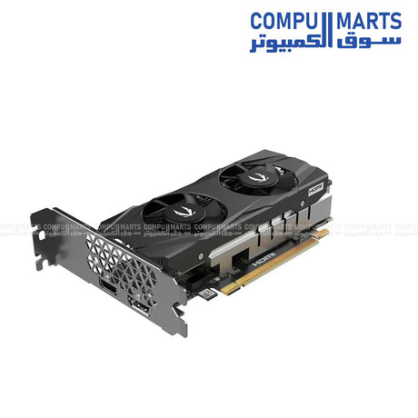 Compact ZOTAC GAMING GeForce RTX 3050 LP graphics card with 175 × 126 × 39 mm dimensions, HDMI 2.1, and three DisplayPort 1.4a outputs for graphics card buyers in Egypt