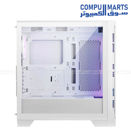 MSI mid-tower PC chassis with seven expansion slots, support for CPU coolers up to 160mm, ATX power supplies up to 200mm, and a 1-to-6 ARGB LED control board available from Compumarts.