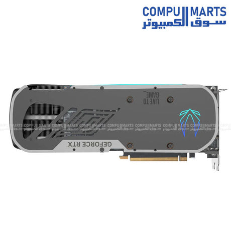 GeForce RTX 4070 Ti SUPER Trinity Black Edition featuring 21 Gbps memory clock, PCIe 4.0 x16 interface, 3 x DisplayPort 1.4a, and HDMI connector for users shopping graphics cards in Egypt
