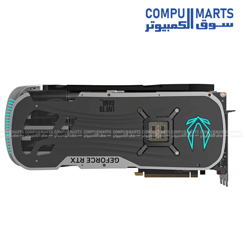 ZOTAC Gaming graphics card with GeForce RTX 4080 SUPER GPU, 10240 CUDA cores, 16GB GDDR6X memory, 256-bit memory bus, and Spectra RGB Lighting for users shopping graphics cards in Egypt