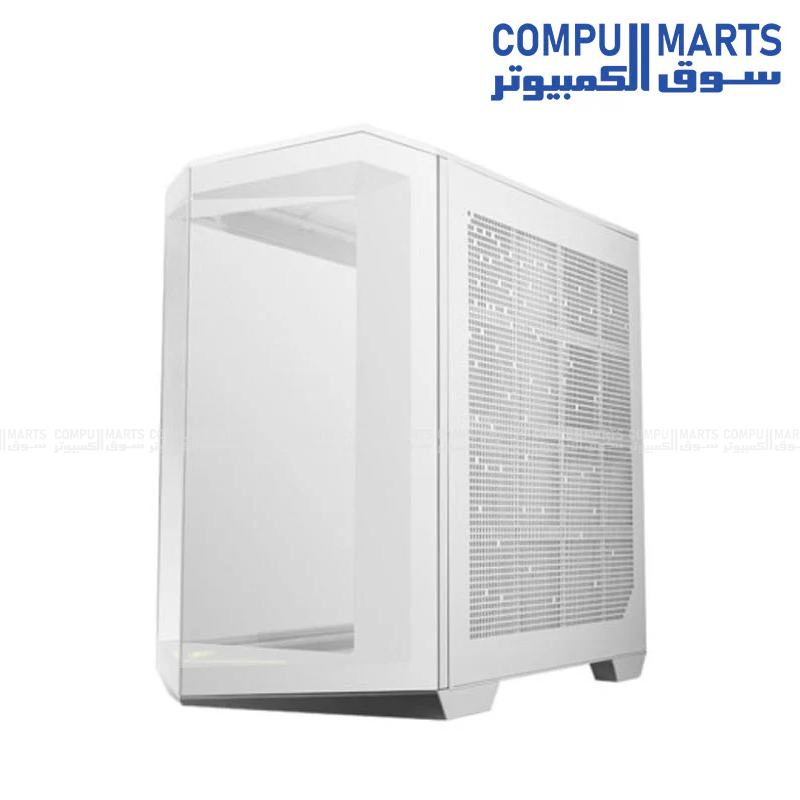 Mid tower chassis with USB 20Gbps Type-C, multiple storage mounting options, panoramic display, and Compumarts online availability