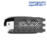 GeForce RTX 4080 SUPER AMP graphics card equipped with Boost 2610 MHz engine clock, 23 Gbps memory clock, Quad Display capability, DisplayPort 1.4a outputs, and HDMI 2.1a connectivity