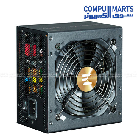 80 PLUS Gold certified ZALMAN TeraMax II SE power supply with 100-240VAC input and 120mm cooling fan
