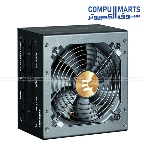 80 PLUS Gold certified ZALMAN TeraMax II SE power supply with 100-240VAC input and 120mm cooling fan