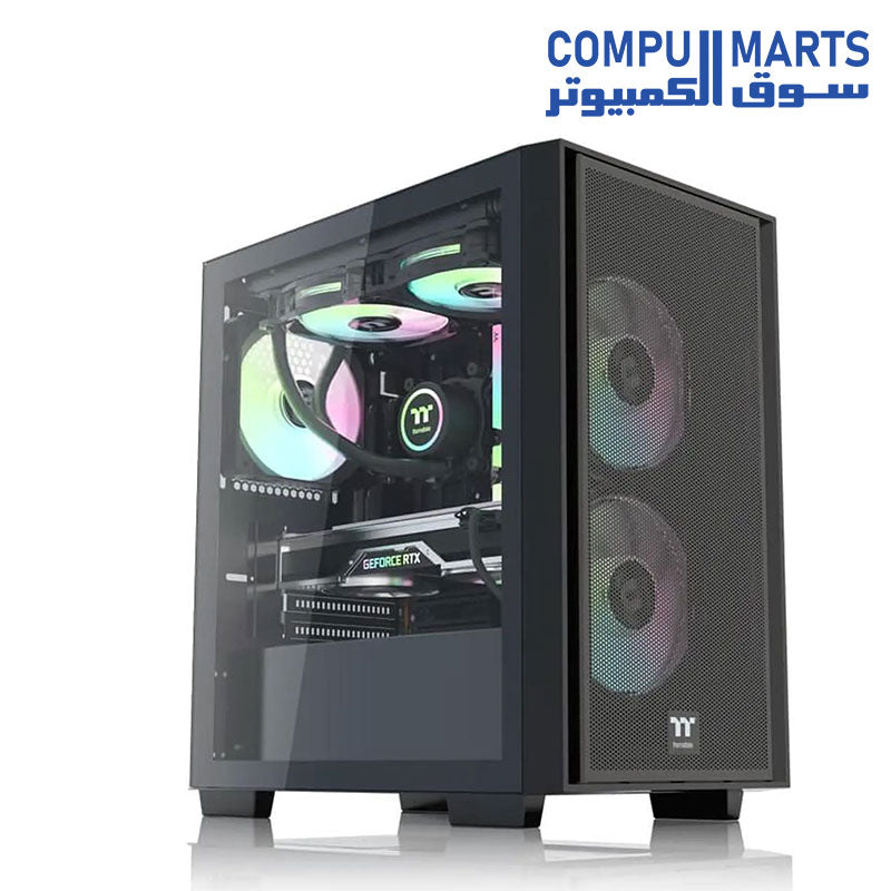 Thermaltake Navigator F4 Mini Small Chassis Water-Cooled Computer Case side view with tempered glass window available at Compumarts Egypt