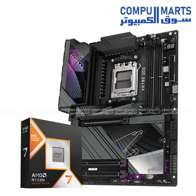 Ryzen 7 9800X3D processor with Gigabyte X870E AORUS Master motherboard bundle for high-performance gaming PCs