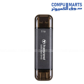 Transcend ESD310C 1TB External SSD with USB 10Gbps transfer rate, 1050MB/s read speed, and USB 3.0 Type-A and Type-C connectivity available in Egypt