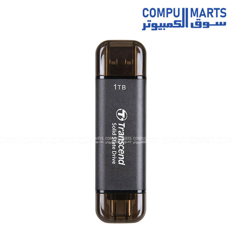 Transcend ESD310C 1TB External SSD with USB 10Gbps transfer rate, 1050MB/s read speed, and USB 3.0 Type-A and Type-C connectivity available in Egypt