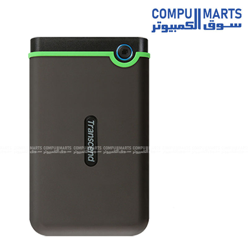Transcend StoreJet 25M3 Portable External Hard Drive – USB 3.1 Gen1, Rugged Shock-Resistant – 1TB / 2TB - 1TB / Iron Gray