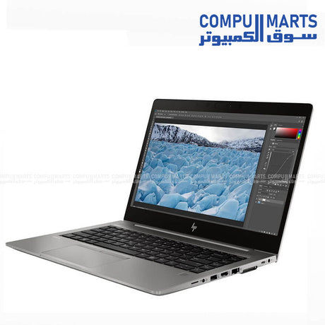 Used HP ZBook 14u G6 laptop with Intel Core i5-8365U, 8GB RAM, 256GB SSD, AMD Radeon Pro WX3200 4GB graphics, 14-inch FHD display, Windows 11 Pro