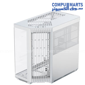 APNX V1 Mid-Tower PC Case – supports ATX, Micro-ATX, and Mini-ITX motherboards – sleek black or white design with tempered glass side panel and optimized airflow