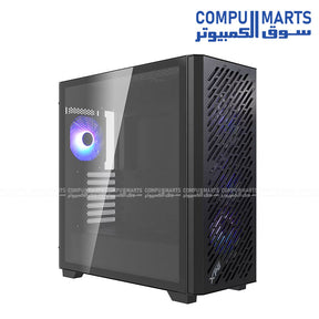 XPG Valor Air Pro mid tower gaming PC case with tempered glass panel and four ARGB cooling fans