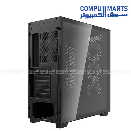 XPG Valor Air Pro mid tower gaming PC case with tempered glass panel and four ARGB cooling fans