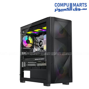 VELOX Flow gaming case with E-ATX ATX M-ATX ITX motherboard support, tempered glass side panel, mesh front panel, 400mm VGA support and 360mm radiator compatibility
