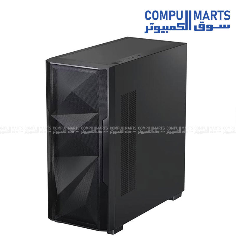 VELOX Flow PC case with tempered glass side panel, standard PS2 ATX PSU compatibility, 7 expansion slots and support for graphics cards up to 400mm