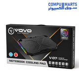 VOVO V-07 Laptop Cooling Pad with 5 x 90mm Fans RGB Side Lights and Dual USB