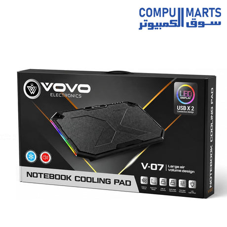 VOVO V-07 Laptop Cooling Pad with 5 x 90mm Fans RGB Side Lights and Dual USB