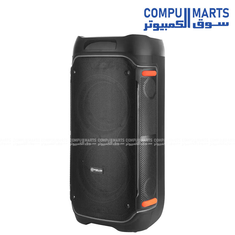 VOVO V-2885 50W party speaker with dual 8-inch speaker unit and aluminum-iron tweeter
