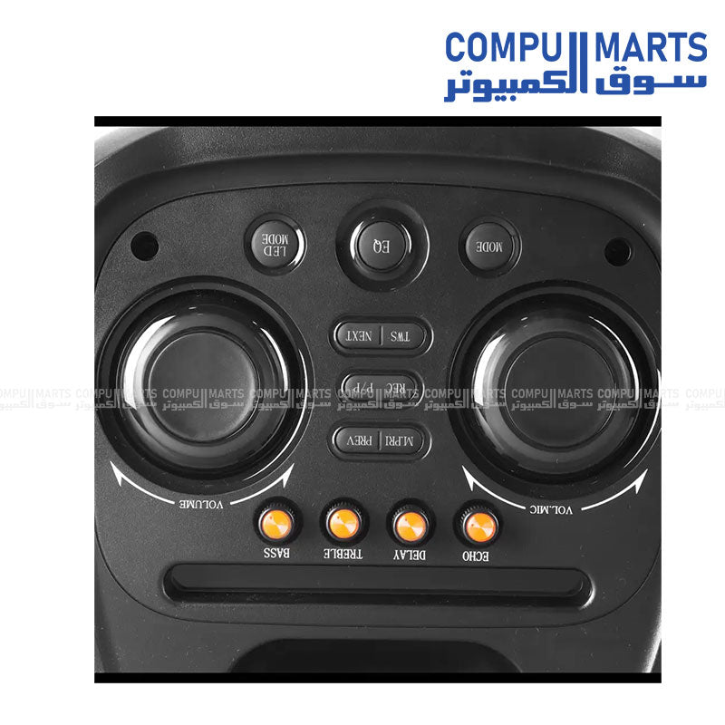 VOVO V-2885 Double 8inch Party Speaker with Trolley and 12V 7MAH battery