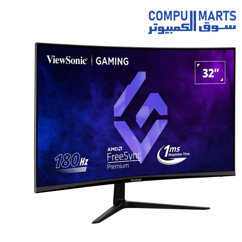 Rear connectivity ports on the ViewSonic VX3218C-2K including HDMI 2.1 and DisplayPort inputs.