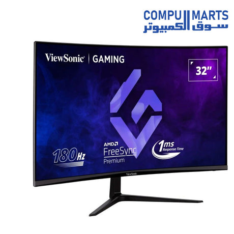 Rear connectivity ports on the ViewSonic VX3218C-2K including HDMI 2.1 and DisplayPort inputs.