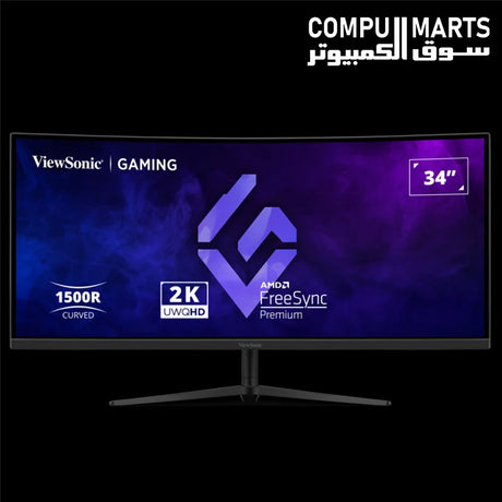 ViewSonic VX3418C-2K gaming monitor with 34-inch UWQHD 3440×1440 VA panel, 180Hz and 1ms MPRT at Compumarts