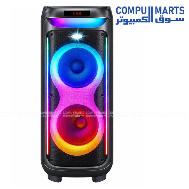 Vovo V-1175 Party RGB Portable Speaker with 80W output and 2x 10-inch speaker units