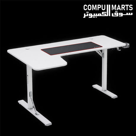 WJCOOLMAN white L-shaped gaming desk measuring 160 × 100 cm.