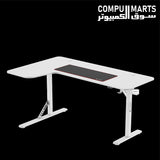 WJCOOLMAN L-shaped white gaming table with spacious tabletop.