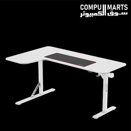 WJCOOLMAN L-shaped white gaming table with spacious tabletop.
