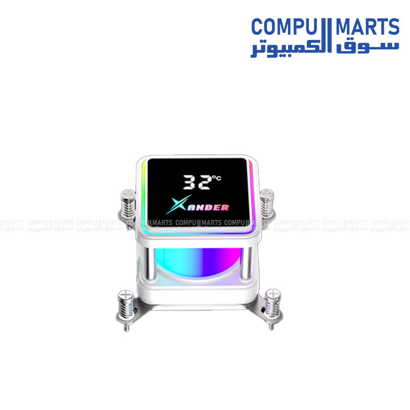 XANDER Waterwheel Digital 360 Black - White | AIO Liquid CPU Cooler with LCD Pump Head & 3×120mm ARGB PWM Fans egypt 