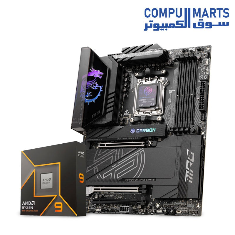 مجموعة ألعاب AMD RYZEN 9 9900X + MSI MPG X870E Carbon WiFi