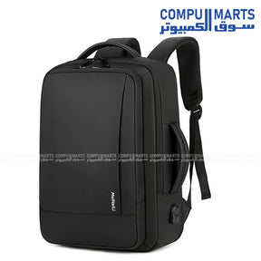Meinaili 1905 Black 15.6-inch laptop bag with 14L expandable capacity and waterproof film coating