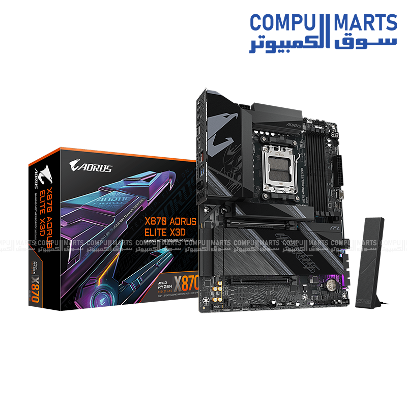 GIGABYTE X870 AORUS ELITE X3D ATX AM5 Motherboard, AMD X870 Chipset, DDR5 8800MHz OC, PCIe 5.0, Dual USB4, Wi-Fi 7, 5GbE LAN - Black