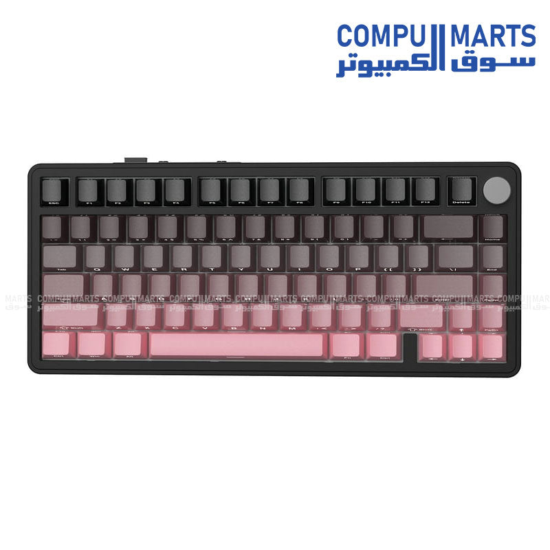 ATTACK SHARK X85 Wireless Mechanical Keyboard 75% ANSI Layout Tri-Mode Bluetooth 5.0 2.4G USB-C Gasket Mount 5000mAh Battery Hot-Swappable White Jade Switch RGB - Blackberry