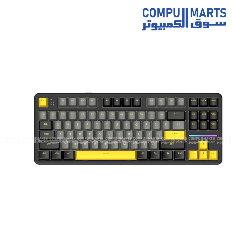 X87 mechanical keyboard Egypt 80% ANSI layout 87 keys wireless mechanical keyboard with RGB 16 million backlight and 4000mAh Li-battery