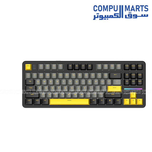 X87 mechanical keyboard Egypt 80% ANSI layout 87 keys wireless mechanical keyboard with RGB 16 million backlight and 4000mAh Li-battery