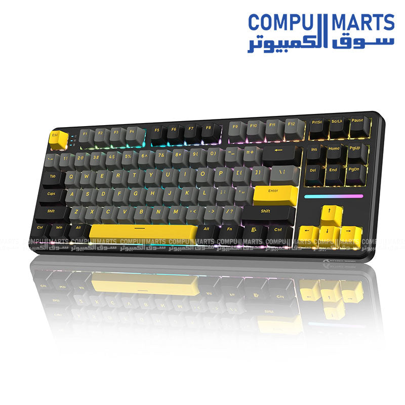X87 wireless mechanical keyboard featuring 2.4G Wireless Bluetooth 5.0 and USB-C wired connectivity for multi-device compatibility