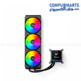 XANDER Waterwheel Digital 360 Black - White | AIO Liquid CPU Cooler with LCD Pump Head & 3×120mm ARGB PWM Fans