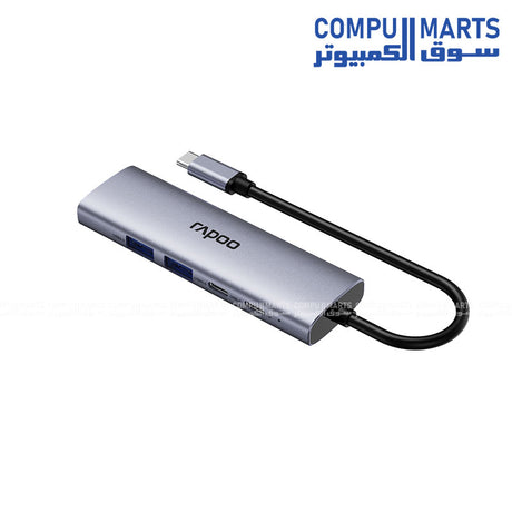 Rapoo XD51 5-in-1 USB-C Multi-function Docking Station Silver