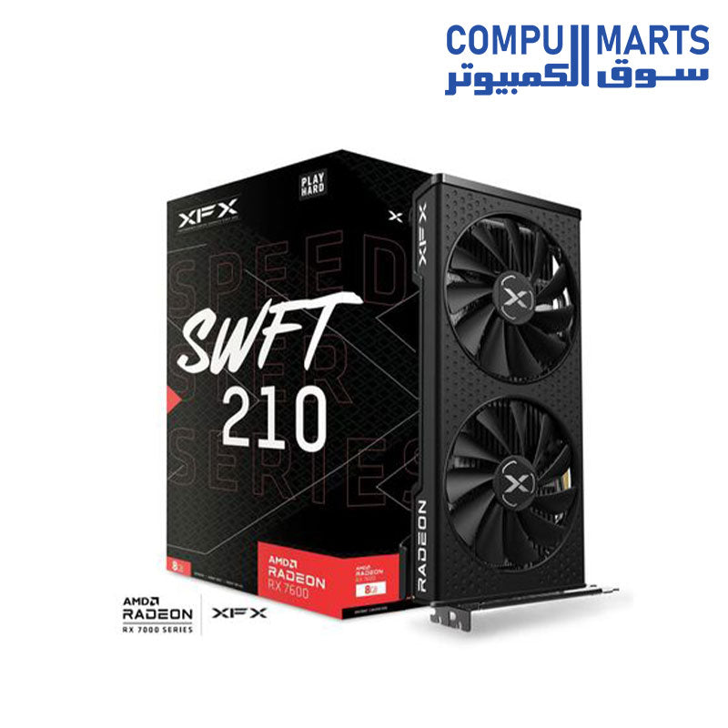 XFX Carte Graphique SPEEDSTER SWFT210 CORE AMD Radeon RX 7600 XT 16GB GDDR6X pas cher
