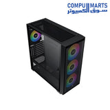XIGMATEK ANUBIS PRO MESH ARGB black computer case with USB 3.0 and USB 2.0 front connectivity, seven expansion slots, and ATX bottom-mounted power supply support at Compumarts